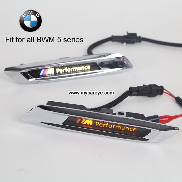 BMW 5 Series Car Fender Side Marker steering light turn signals LED logo light DRL